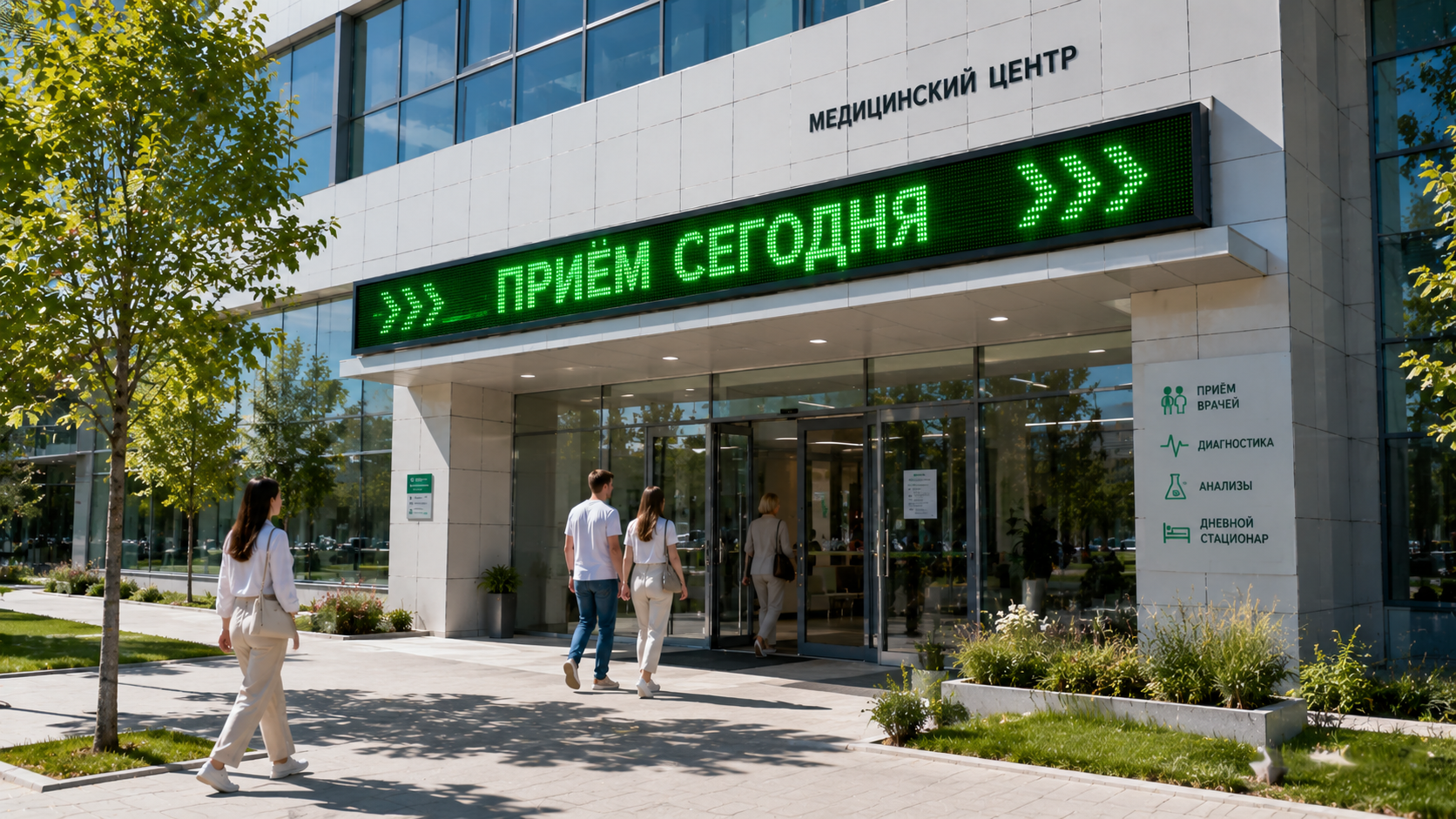 Бегущая строка уличная зеленая 64×64 см