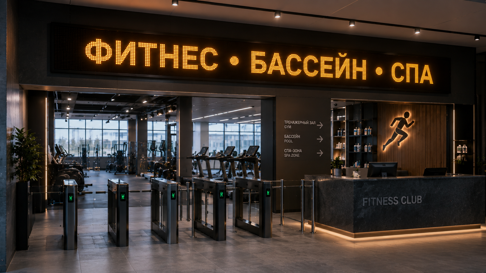 Бегущая строка для помещений желтая 22752×5792 см