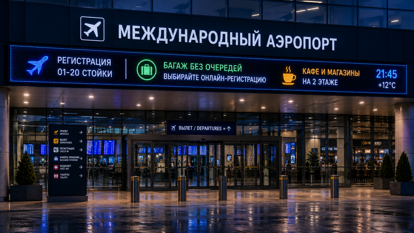 Бегущая строка уличная белая 256×64 см