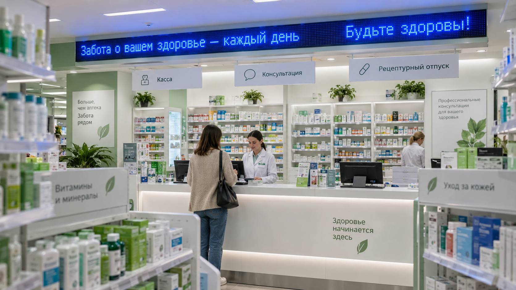 Бегущая строка для помещений синяя 320×80 см