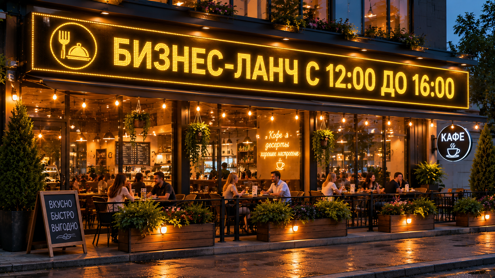 Бегущая строка уличная желтая 96×32 см