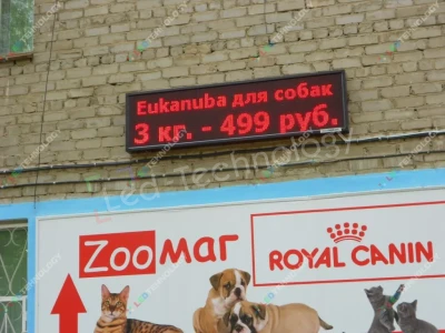 Красная бегущая строка для рекламы зоомагазина в Перми, фото 2