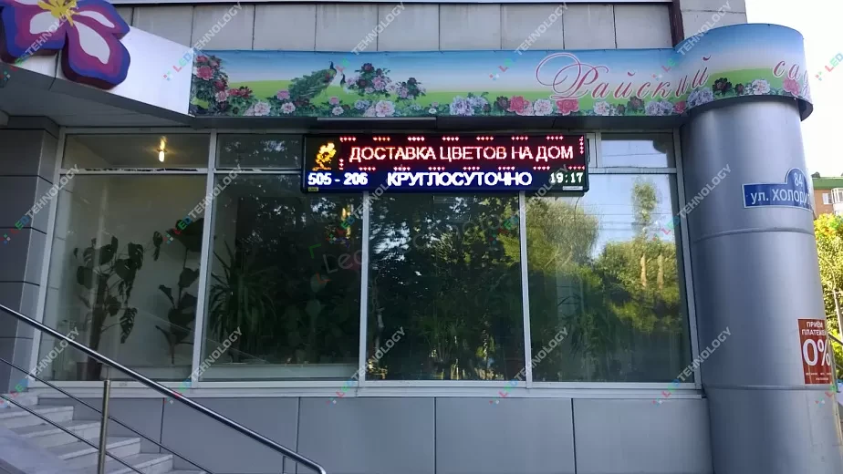 Яркая светодиодная видеовывеска над витриной магазина «Райский сад», фото 2
